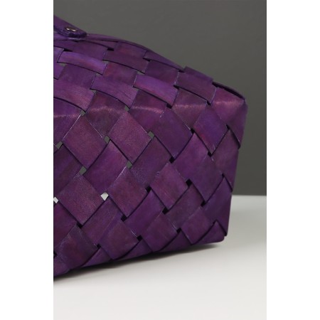 Wicker basket 23 x 18 x 12 cm, handle h = 13 cm, purple-6