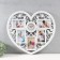 Multipher with clock "Heart" Plastic 5 photos 10x15 cm, col. white
