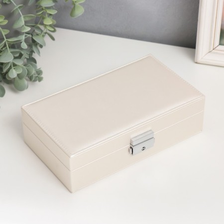 Casket to the leatherette for jewelry "White matte" 6.5x12.6x21 cm