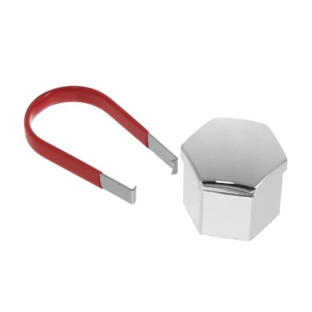 Plastic caps on the fasteners of the wheel HEX21, 20 pcs + tweezers, cH chrome, jn-9566-1