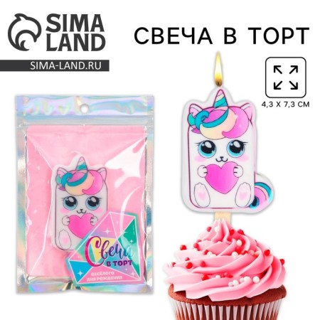 Candle in the cake "Happy Birthday", cat