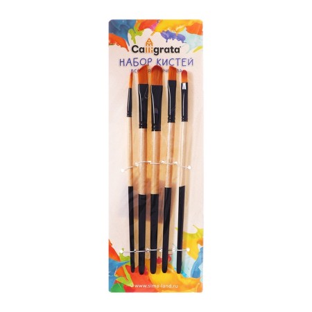 Set of brushes nylon 5 pieces: 1 round, 4 flat-3