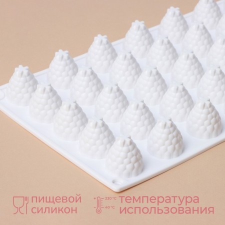 Form for mousse desserts and baking konfinetta “blackberry”, silicone, 29 × 16 × 2.5 cm, 35 cells (2.8 × 2.5 cm), white color-1