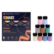 Painting on fabric, set of 9 colors x 20 ml, ZHK Decola, Pastel, pastel colors, acrylic on the water foundation, (41411885)