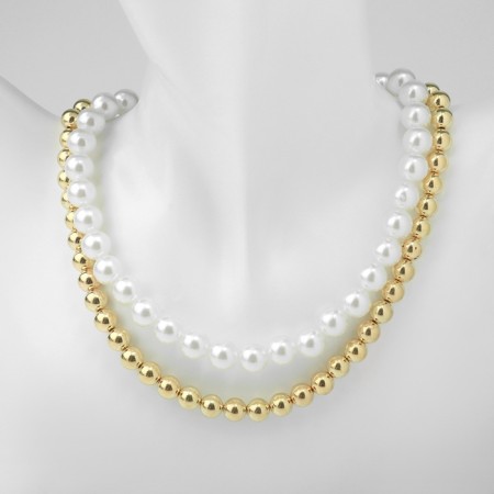 Beads with pearls "Olympia" environment, color gold, 45cm-8