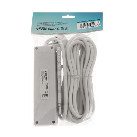 Extension cord Luazon Lighting, 3 sockets, 7 m, 10 A, 2200 W, 3x0.75 mm2, s/k, with excavation, b-5