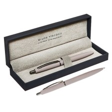 Automatic ballpoint handle, 1.0 mm, BrunovisConti San Remo, blue rod, gray metal case Soft Touch, in case