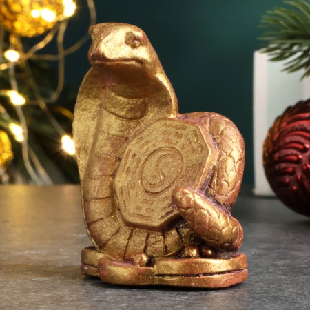 Figure "Snake Yin-Yang" burgundy with gilding, 6x5x4cm