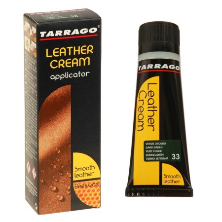 Shoe cream Tarrago Leather Cream 033, dark green color, a tube with a sponge, 75 ml