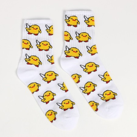 Socks "Chickens", white color, size 25 (39-41)-1
