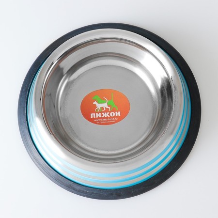 A bowl with a non -slip base with colored stripes, 230 ml, blue-2