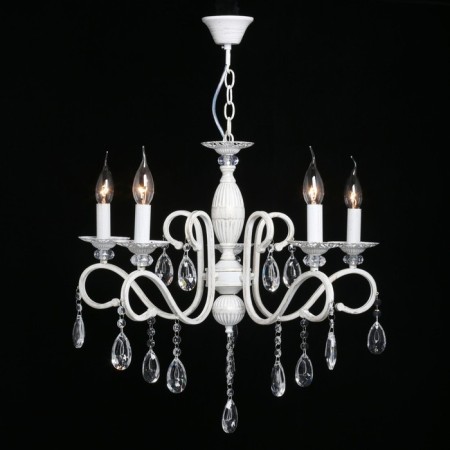 Aurora chandelier, 5x60W E14, white color, gold-3