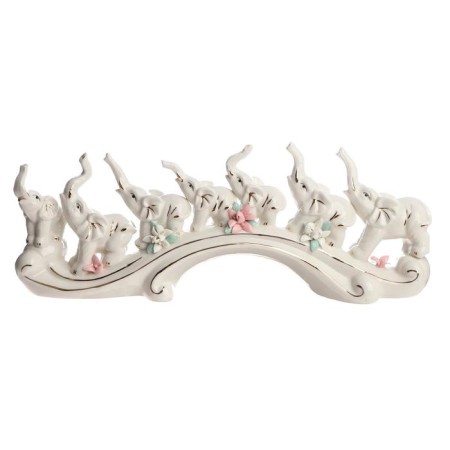 Souvenir Ceramics "Seven Elephants on the Wave" White 13x33.7x7.5 cm-6