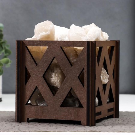 Salt lamp "Basket b rhombus" E14 15W 1.8 kg Dimmer 14x14x18 cm-10