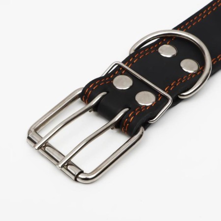 Leather collar on synthetic winterizer, 82 x 4.5 cm, Osh 50-70 cm, black-3