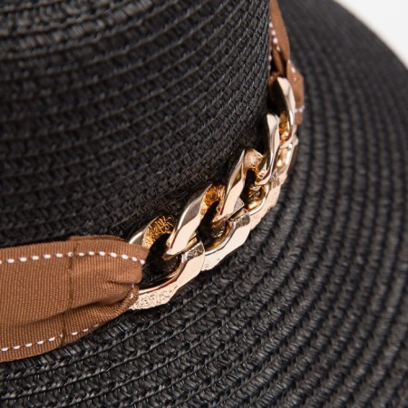 Women's hat with a chain minku Black color, rr 58-4
