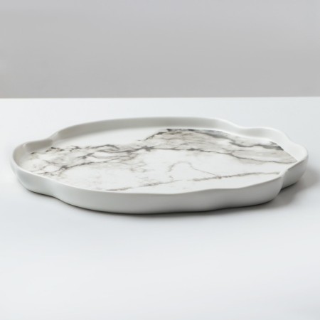 Ceramic plate "White Marble", 27 cm, white color-4