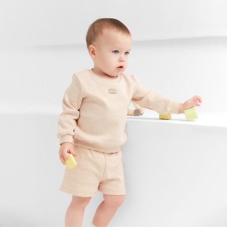 Kidsa (sweatshirt, shorts) minku, beige color, height 92-98 cm-9