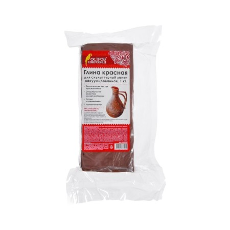 Natural clay for modeling red 1 kg, (soaked), "Treasure Island"-1