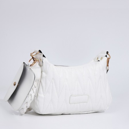Bag Cross-Bodi with a zipper, white color