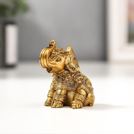Souvenir Polystone "Golden Elephants, Drawings on the Propon" Set 6 pcs 4.7x5x33 cm-2