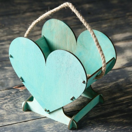Kashpo wooden 17.7 × 10.5 × 15 cm Unique "Heart for two", pen rope, tiffany-1