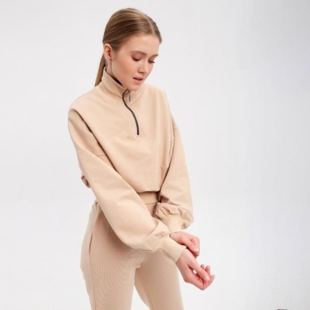 Costume (sweatshirt, trousers) minku: casual collection is beige color, size 44-4