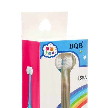 Baby toothbrush, silicone bristles, round handle, blue-1