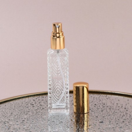 Perfume bottle "Transparent pattern", with a sprayer, 15 ml, golden color-3