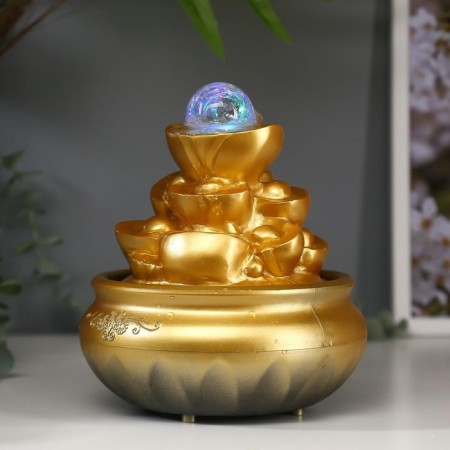 The desktop fountain from the network, the backlight "Mount of gold ingots" 18.5x15x15 cm-2