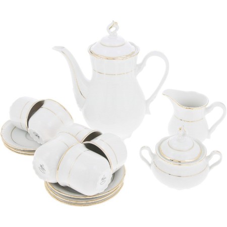 Coffee service 6/9 Constance, decor "Golden thread, gold layer", 15 items