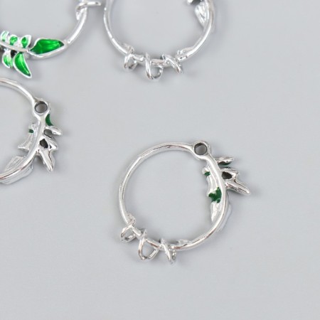Decor for creativity metal, enamel "Vetochka with vines" silver 0.3x2.1x2.3 cm-1