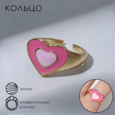 Amore ring heart, pink in gold, dimensionless