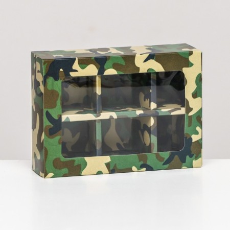 Box for sweets 6 pcs, "camouflage", 13.7 x 9.85 x 3.86 cm