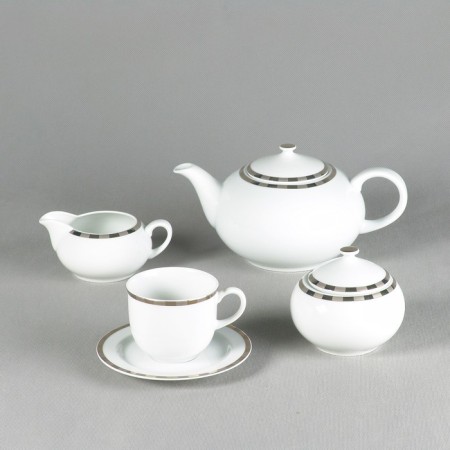 Tea Service 6/9 Opal, Decor "Platinum plates", 15 items