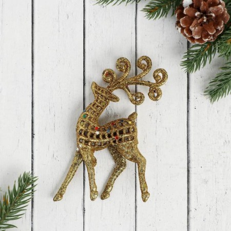 Jewelry jewelry "Openwork deer in sparkles" (set 2 pcs) 5.5x12 cm, silver, gold