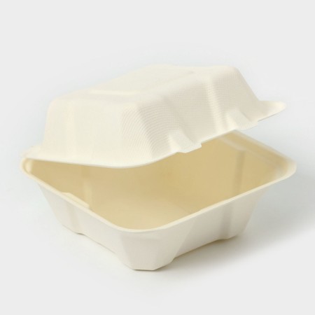 Lunch - boxing, box for bento -gif and burger, 450 ml, 15.2 × 15.4 × 8.8 cm, sugarcane reed-2
