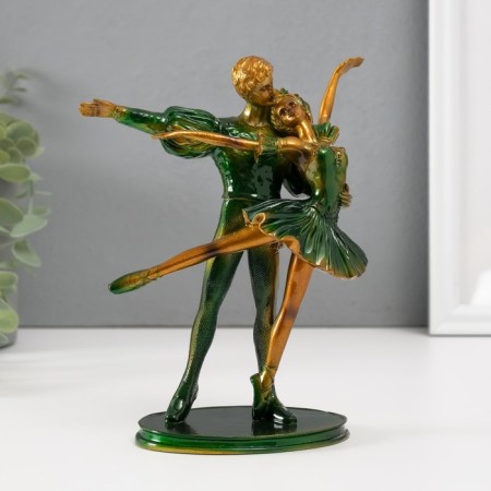 Polystone souvenir "Ballerina with a partner in green" 18x14.5x7 cm