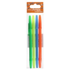 Set of ballpoint pens 4 pieces, rod 0.7 mm blue, neon case