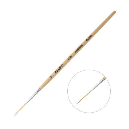 RUBLOFF brush red soft synthetics series 1240 No. 0.8, short handle is saturated with varnish, white clip