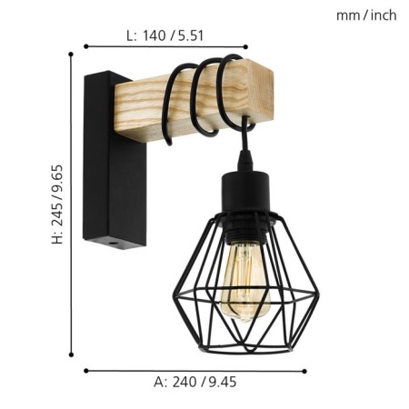 Bra Townshend 5, 1x10W E27, brown color, black-2