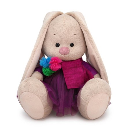 Soft toy "Bunny mi in a dress and a scarf with pompons", 23 cm