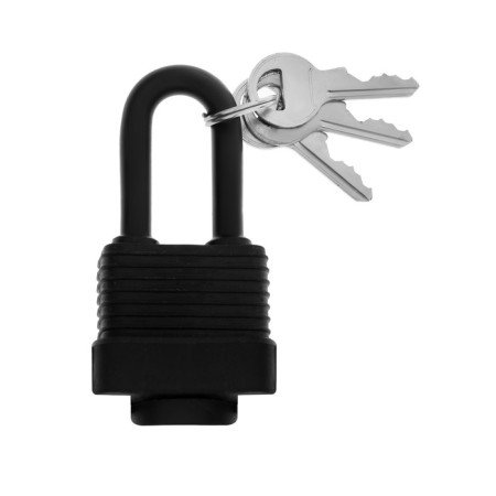 The castle of a hinged locland, 30 mm, moisture -proof, long stuff, 2 keys, black color-1