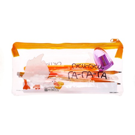 Penal soft, 1 compartment, 95 x 205 mm, flat, with filling 9 items, calligrata "geese-gushi", universal-2