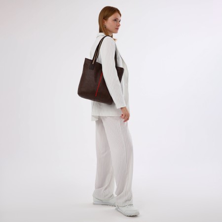Shopper bag on magnet, brown color-7