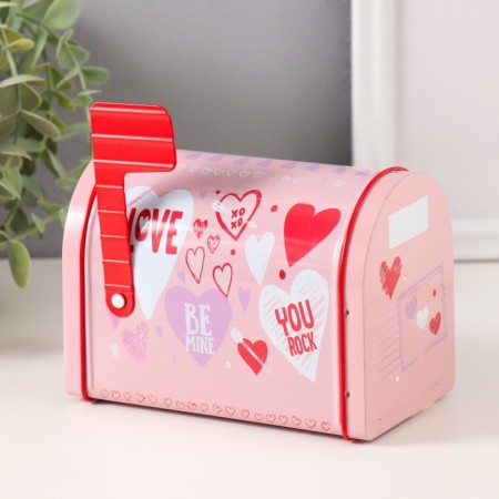 Casket metal mailbox "Romance" pink 13.3x8x9.5 cm