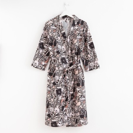 Women's bathrobe Ethel "Leopard" sleeve 3/4, size 50-52, waffle 200g/m2, 100% cotton-3