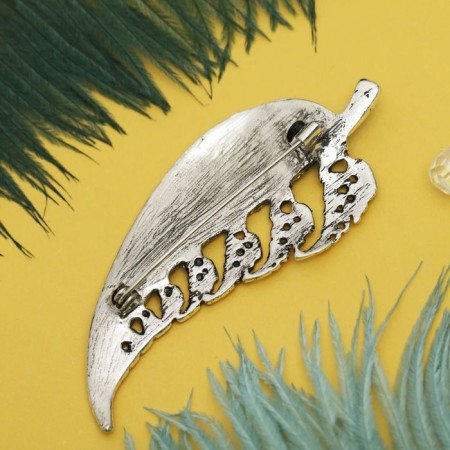 Brooch "Leaf of desires", the color is blue-green in silver-1