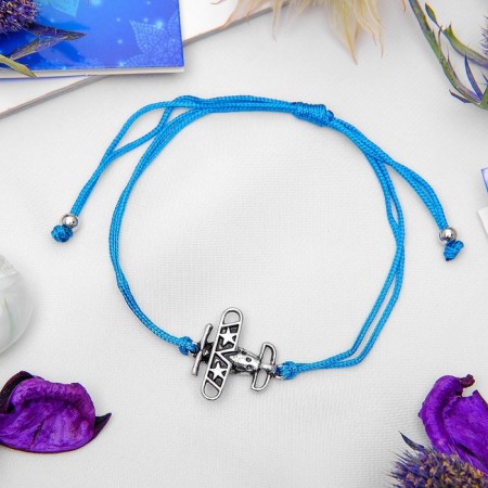 Bracelet "Inspiration" Open the world, blue color, d = 6 cm-2