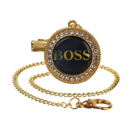 Set: nipple - Orthodontic dummy, with a chain holder. Boss, with a cap, +6 months, white/silver, rhinestones-3